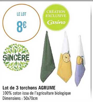 lot de 3 torchons agrume