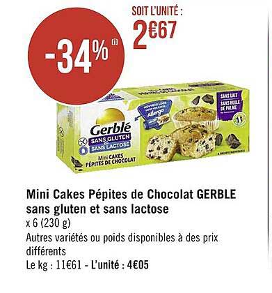 Mini Cakes Pétites De Chocolat Gerblé Sans Gluten Et Sans Lactose