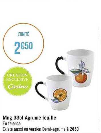 mug 33 cl agrume feuille