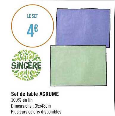 set de table agrume sincère