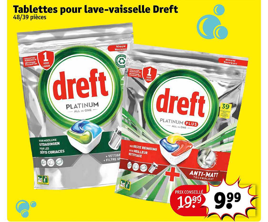 tablettes pour lave-vaisselle dreft