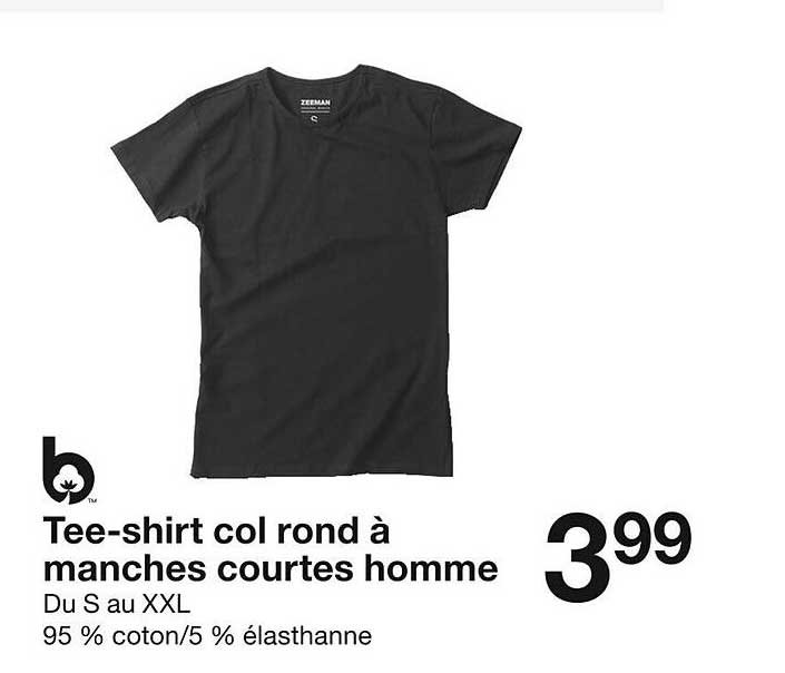 tee-shirt col rond à manches courtes homme