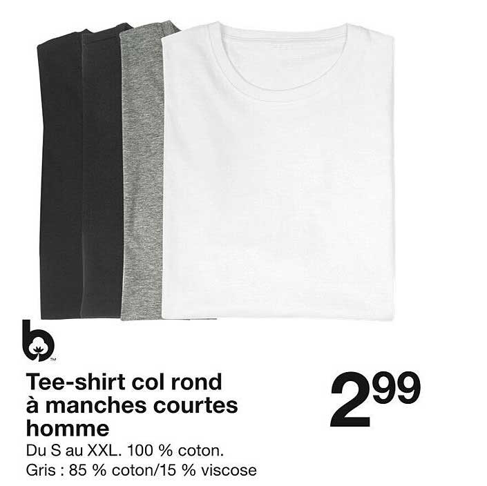 tee-shirt col rond à manches courtes homme