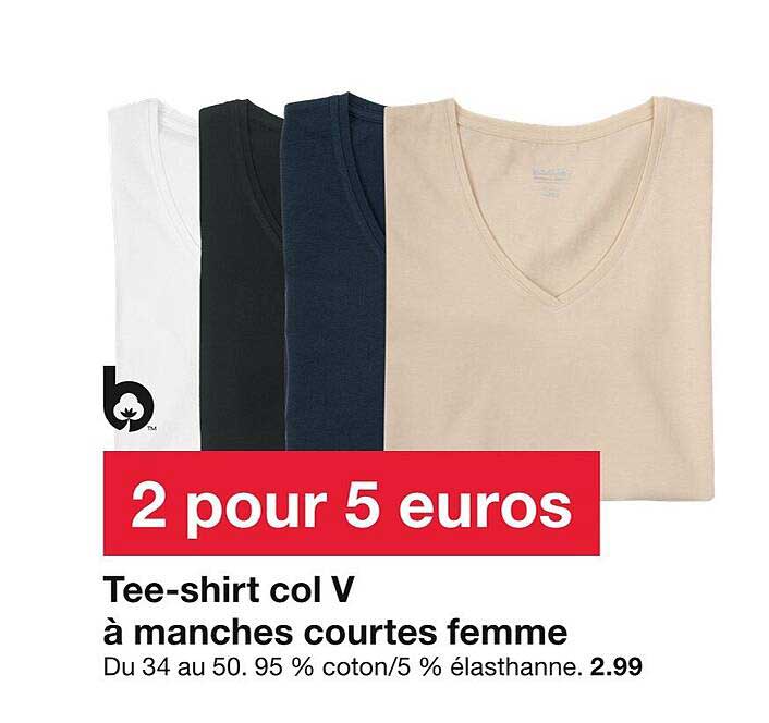 tee-shirt col v à manches courtes femme