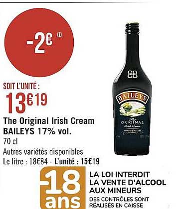 the original irish cream baileys 17% vol.