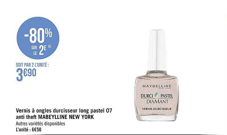 vernis à ongles durcisseur long pastel 07 anti theft maybelline new york