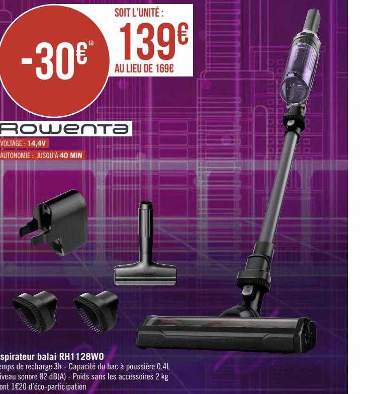 aspirateur balai rh1128w0 rowenta