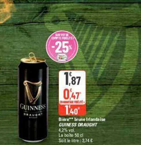 bière brune irlandaise guiness draught
