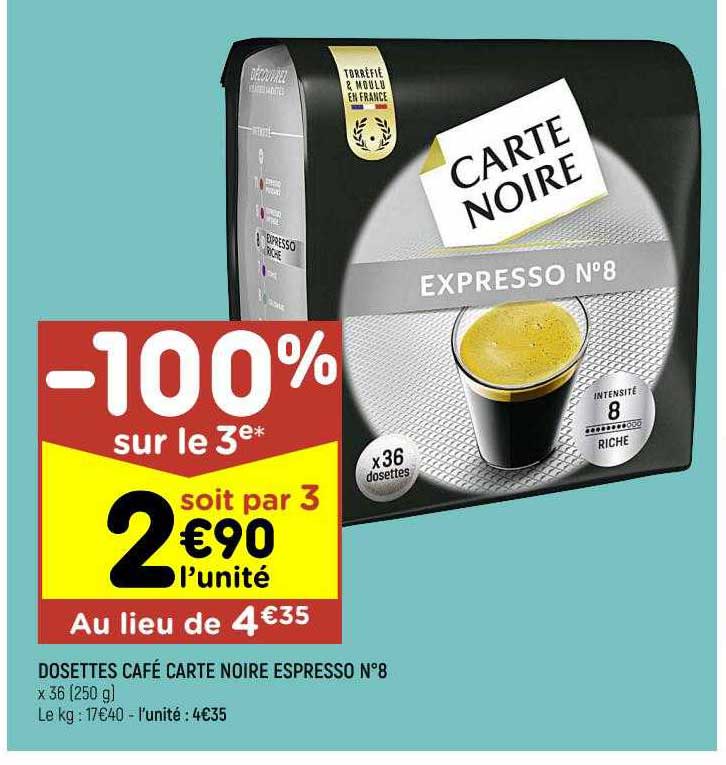 dosettes café carte noire espresso n°8