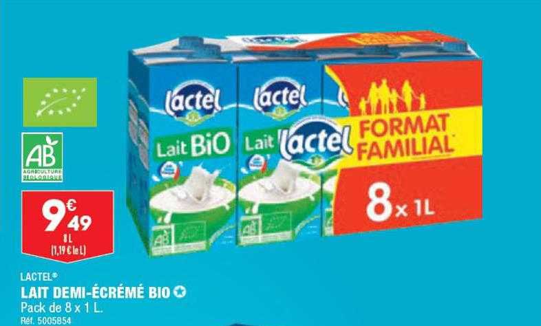 Lait Demi-écrémé Bio Lactel