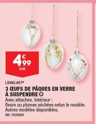3 œufs De Pâques En Verre à Suspendre Living Art