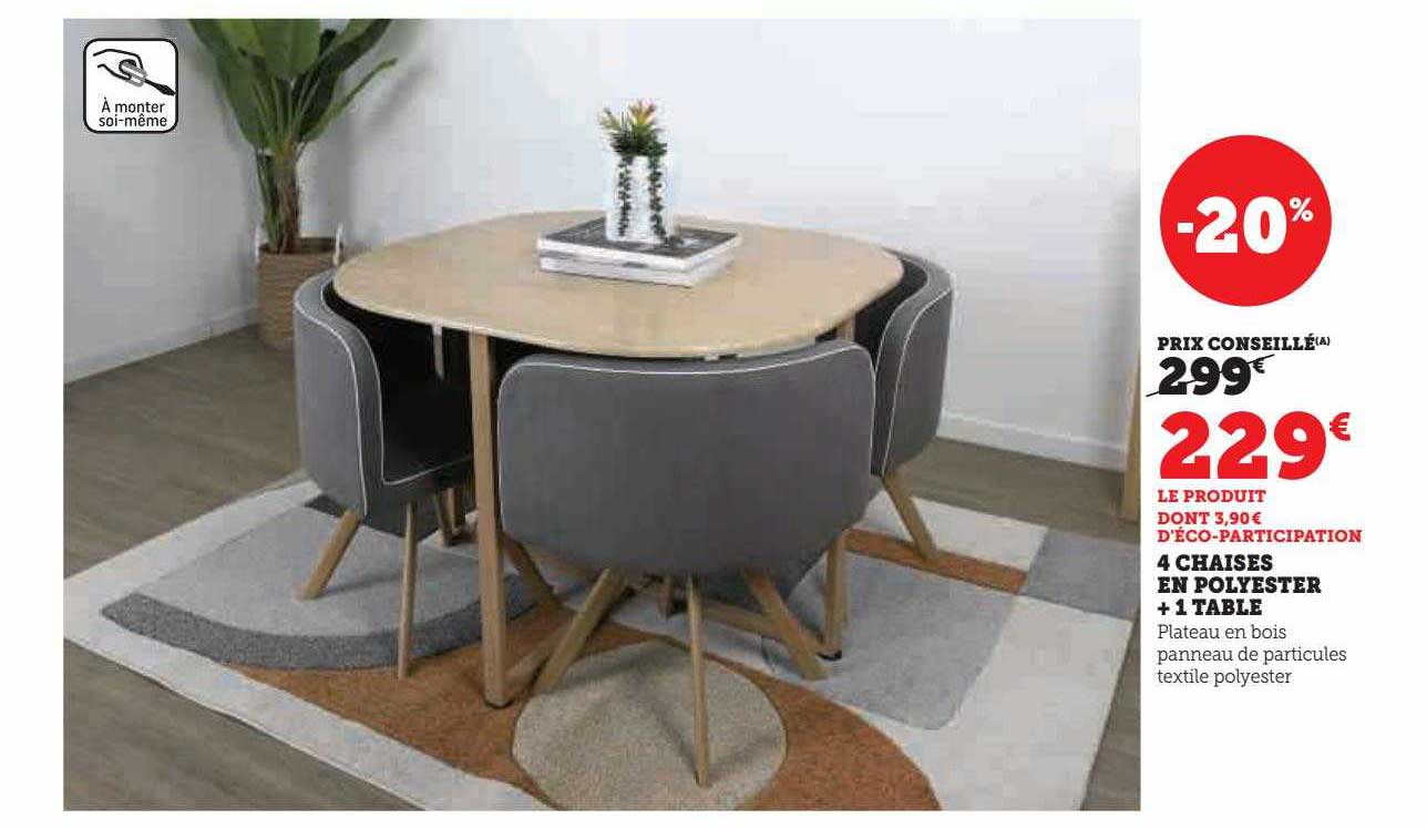 4 Chaises En Polyester + 1 Table