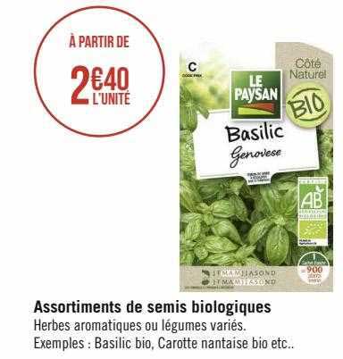 assortiments de semis biologiques