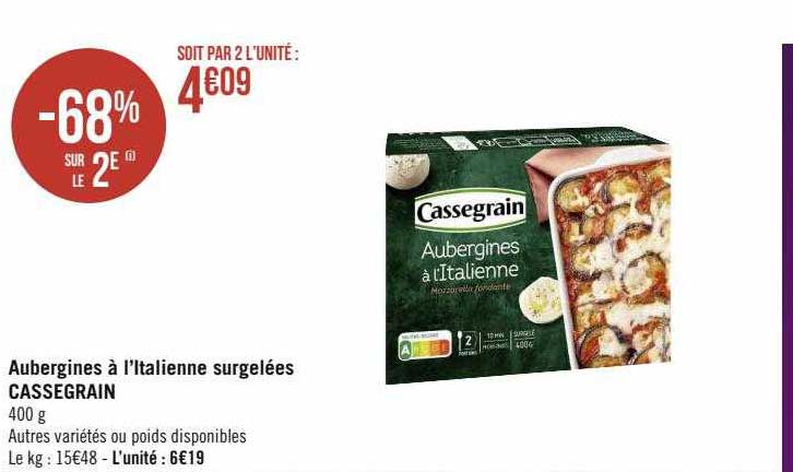 Aubergines à L'italienne Surgelées Cassegrain