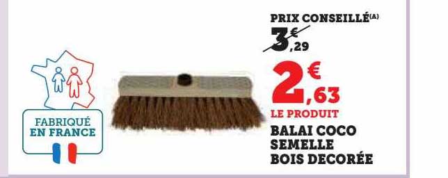 balai coco semelle bois décorée