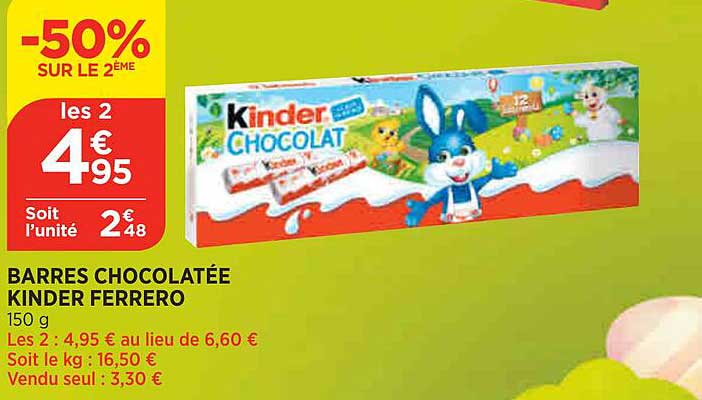 barres chocolatée kinder ferrero