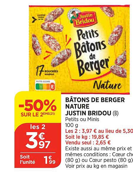 bâtons de berger nature justin bridou