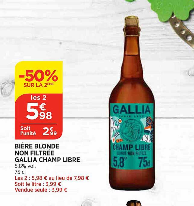 bière blonde non filtrée gallia champ libre