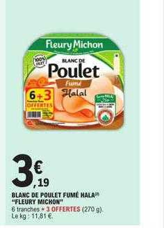 blanc de poulet fumé halal "fleury michon"