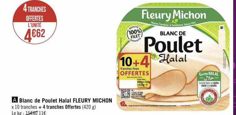 blanc de poulet halal fleury michon