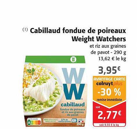 cabillaud fondue de poireaux weight watchers