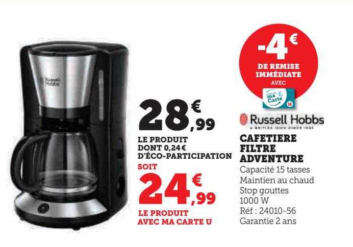 cafetière filtre adventure russell hobbs