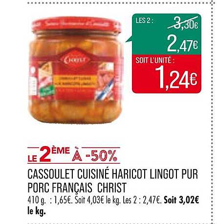 cassoulet cuisiné haricot lingot pur porc français christ