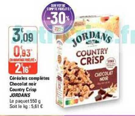 céréales complètes chocolat noir country crisp jordans