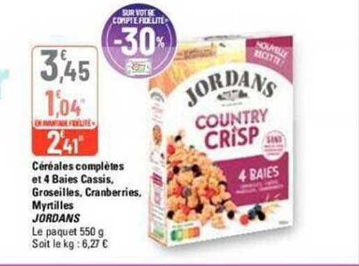 céréales complètes et 4 baies cassis, groseilles, cranberries, myrtilles jordans