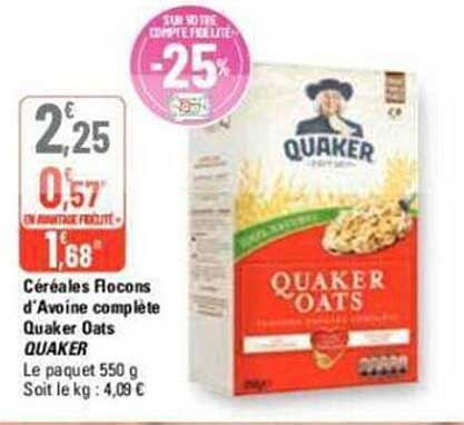 céréales flocons d'avoine complète quaker oats quaker