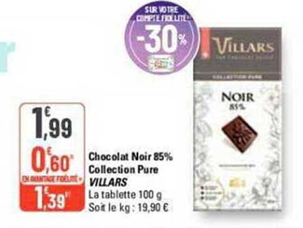 Chocolat Noir 85% Collection Pure Villars