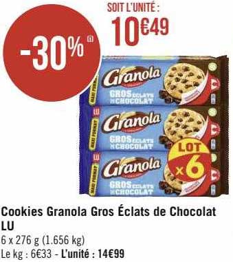 Cookies Granola Gros éclats De Chocolat Lu