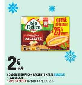 cordon bleu façon raclette halal surgelé "isla délice"