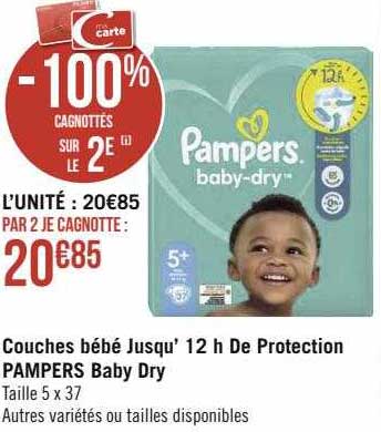 couches bébé jusqu' 12h de protection pampers baby dry