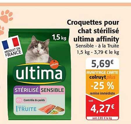 croquettes pour chat stérilisé ultima affinity