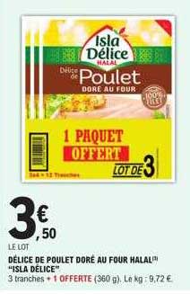 Délice De Poulet Doré Au Four Halal "isla Délice"