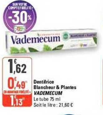 Dentifrice Blancheur & Plantes Vademecum