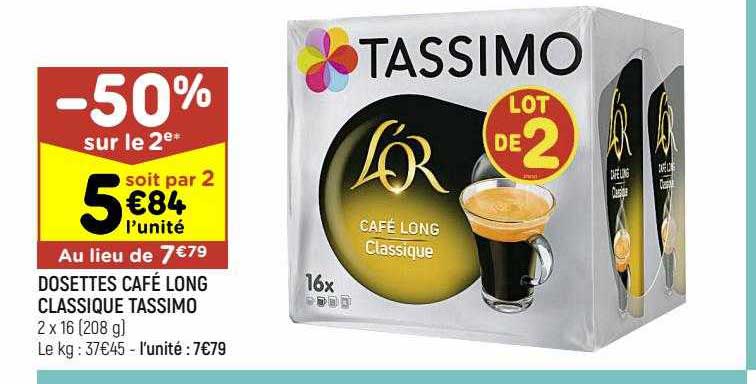 Dosettes Café Long Classique Tassimo