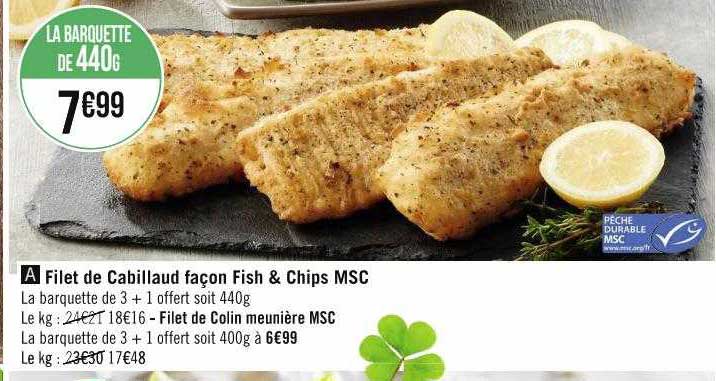 filet de cabillaud façon fish & chips msc