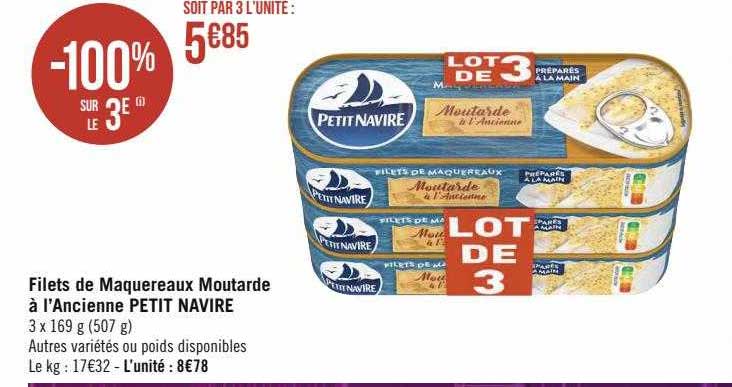 Filets De Maquereaux Moutarde à L'ancienne Petit Navire