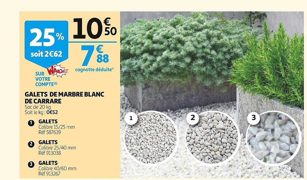 galets de marbre blanc de carrare