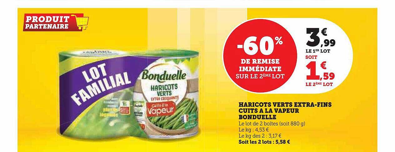haricots verts extra-fin cuits à la vapeur bonduelle
