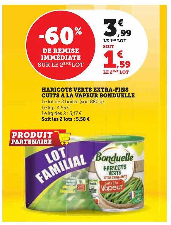 haricots verts extra-fins cuits à la vapeur bonduelle