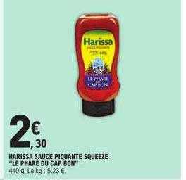 harissa sauce piquante squeeze "le phare du cap bon"