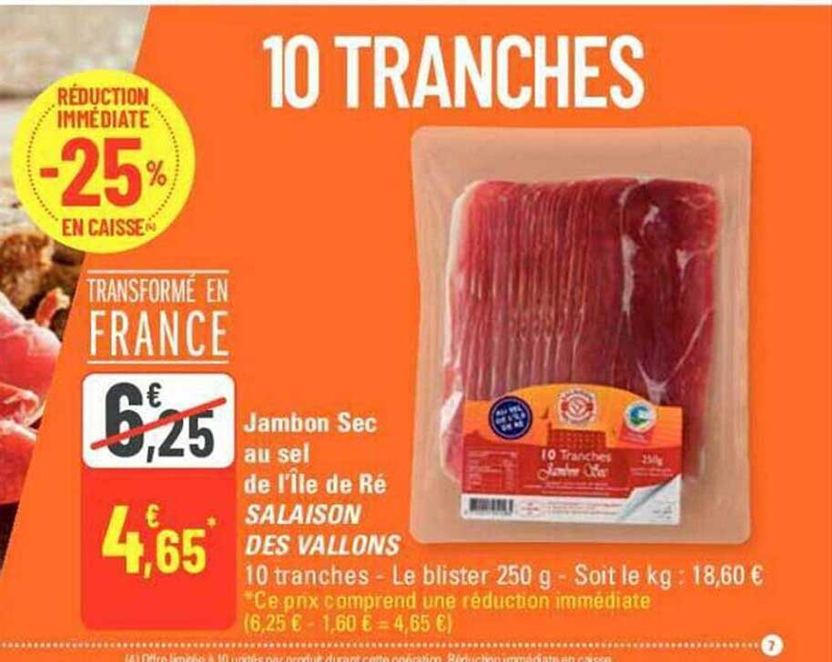 jambon sec au sel de l'île de ré salaison des vallons