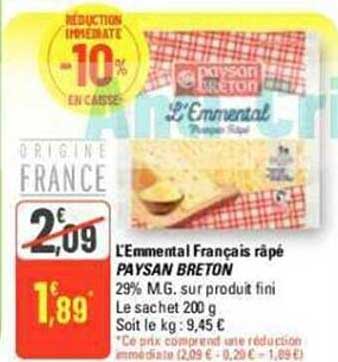 l'emmental français râpé paysan breton