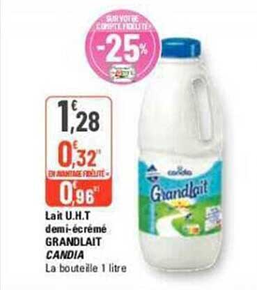 lait u.h.t. demi-écrémé grand lait candia