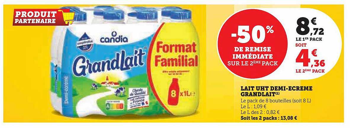 lait uht demi-écrémé grand lait