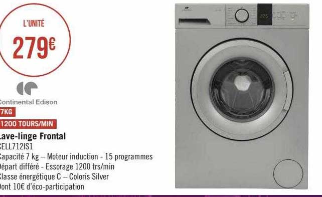 lave-linge frontal continental edison