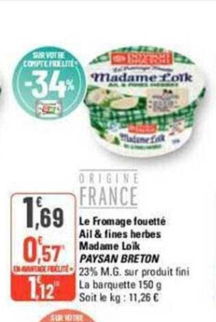 le fromage fouetté ail & fines herbes madame loïk paysan breton